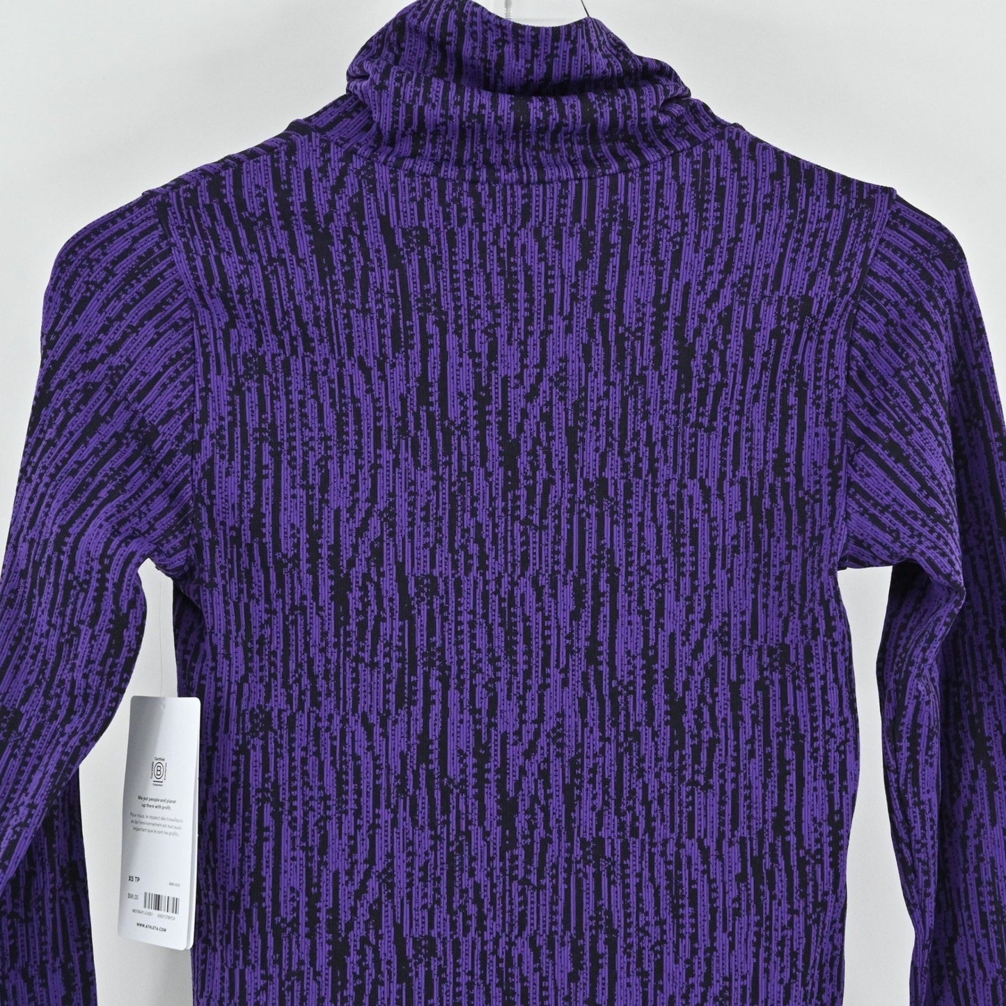 Athleta Flurry Elemental Turtleneck Top Womens XS Purple Black Warm Long Sleeve