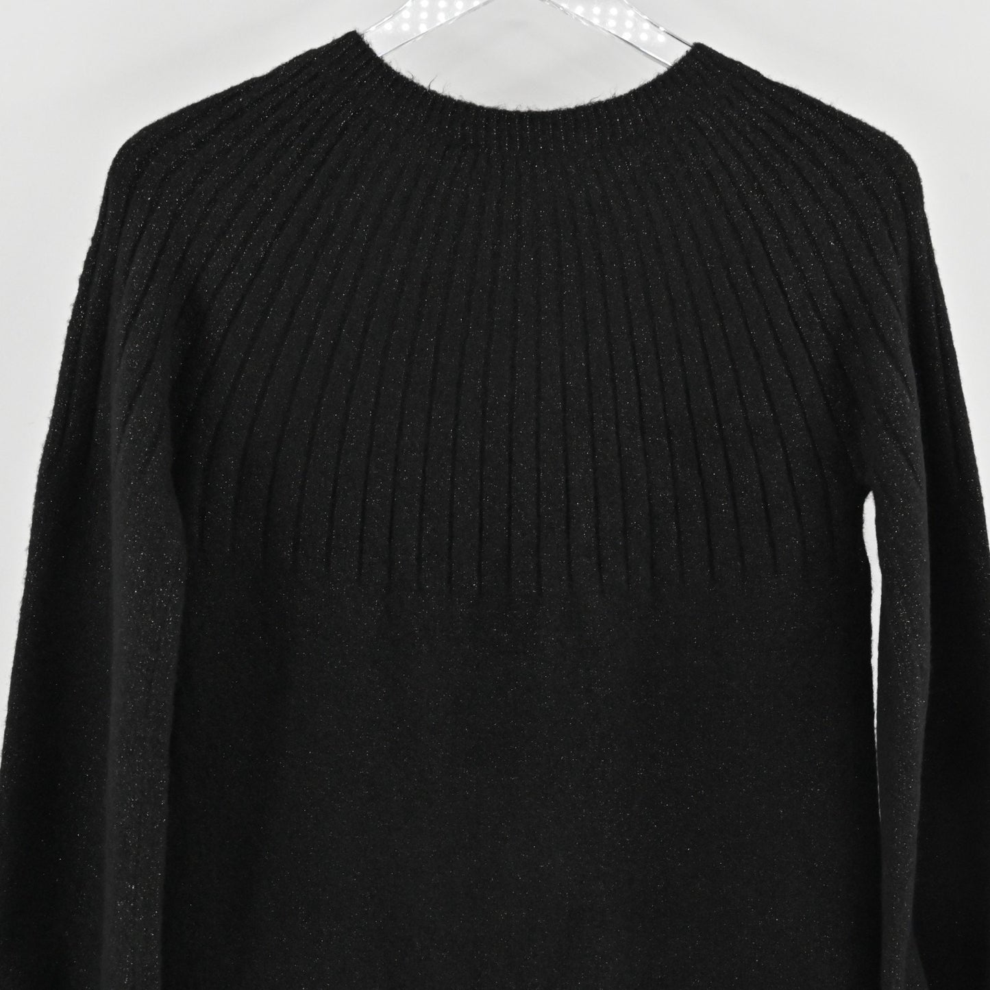 LOFT Metallic Sweater Dress Size XS Black Rhinestone Super Soft Knit Long Sleeve