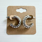 Silver pearl pave hoop earrings