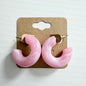 Pink marble resin hoop earrings