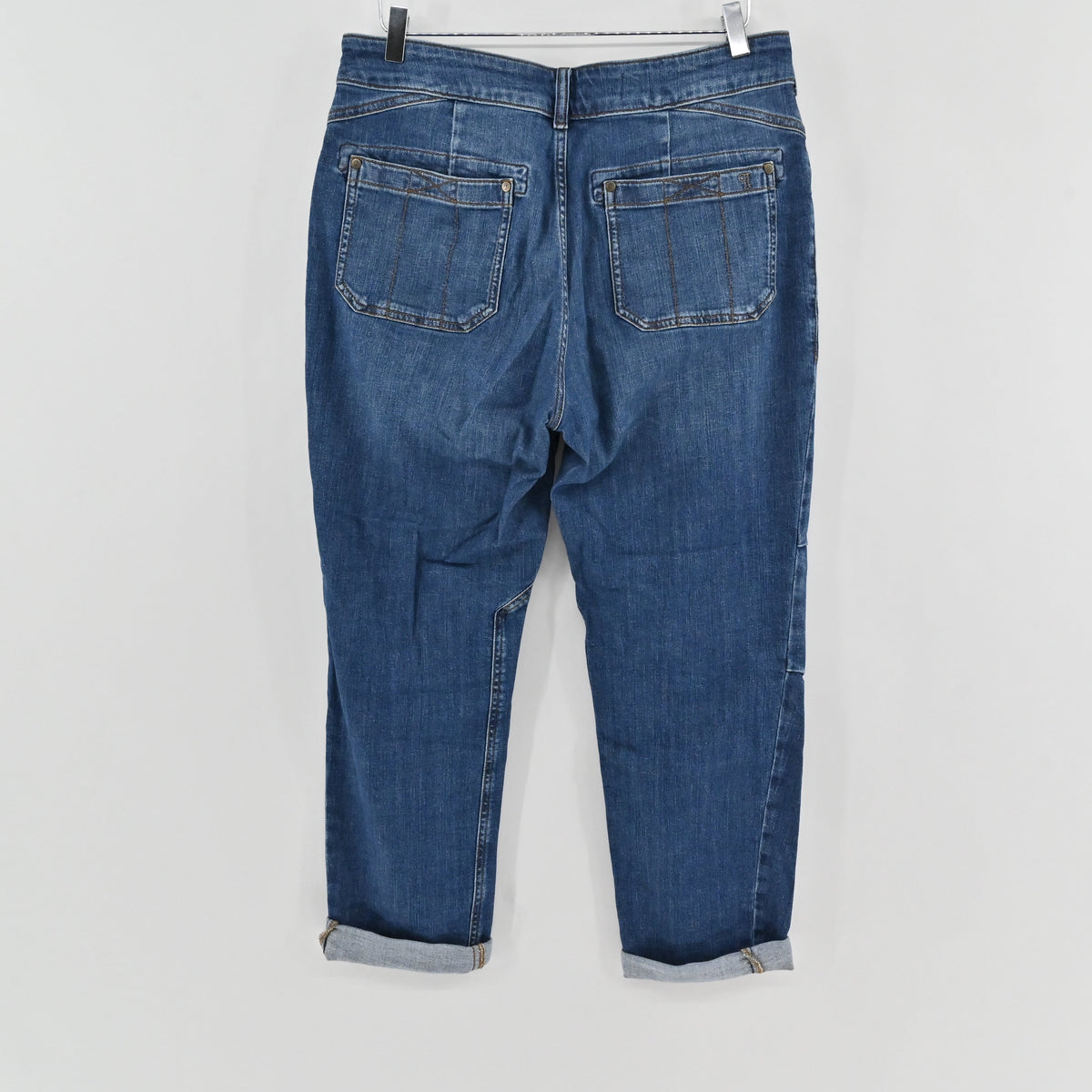 Lynn's Closet Boutique Anthropologie Pilcro medium wash high-rise tapered jeans with seamed back patch pockets