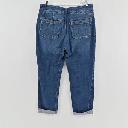 Lynn's Closet Boutique Anthropologie Pilcro medium wash high-rise tapered jeans with seamed back patch pockets