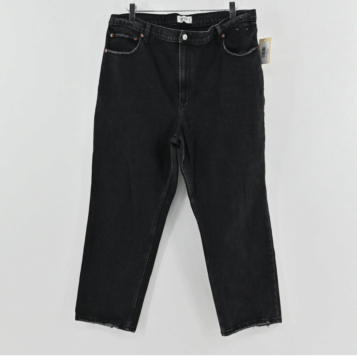 Lynn's Closet Boutique Abercrombie & Fitch black ankle straight jeans with distressed hem and five-pocket design