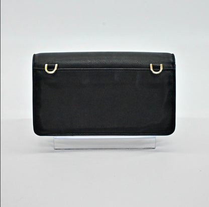 Lynn's Closet Boutique Kate Spade black pebbled leather crossbody bag back view with gold hardware attachments