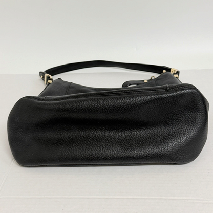 Lynn's Closet Boutique black pebbled leather Michael Kors tote bag showing the base and shoulder strap