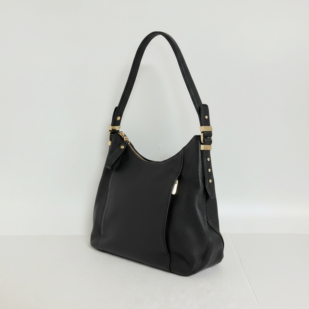 Lynn's Closet Boutique Michael Kors black pebbled leather tote bag with gold-tone hardware and shoulder strap