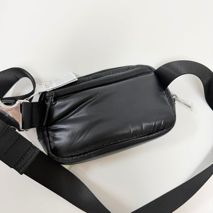 Lynn's Closet Boutique Lululemon Everywhere Belt Bag in black puffer style with adjustable strap and zippered pockets.