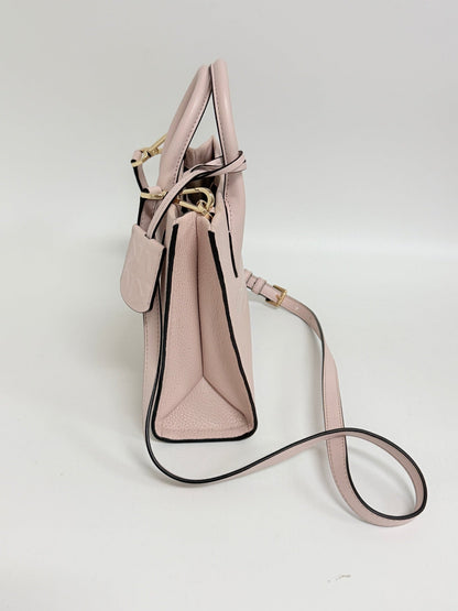 Lynn's Closet Boutique Michael Kors Mirella small blush pebbled leather tote bag side view with shoulder strap