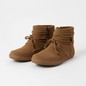Lynn's Closet Boutique UGG brown suede ankle moccasin boots with wrap-around lace detail and side zipper