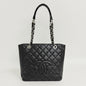 Lynn's Closet Boutique Chanel Petite Shopping Tote in black quilted caviar leather with silver-tone chain straps.