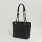 Lynn's Closet Boutique Chanel Petite Shopping Tote in black quilted caviar leather with silver-tone chain straps