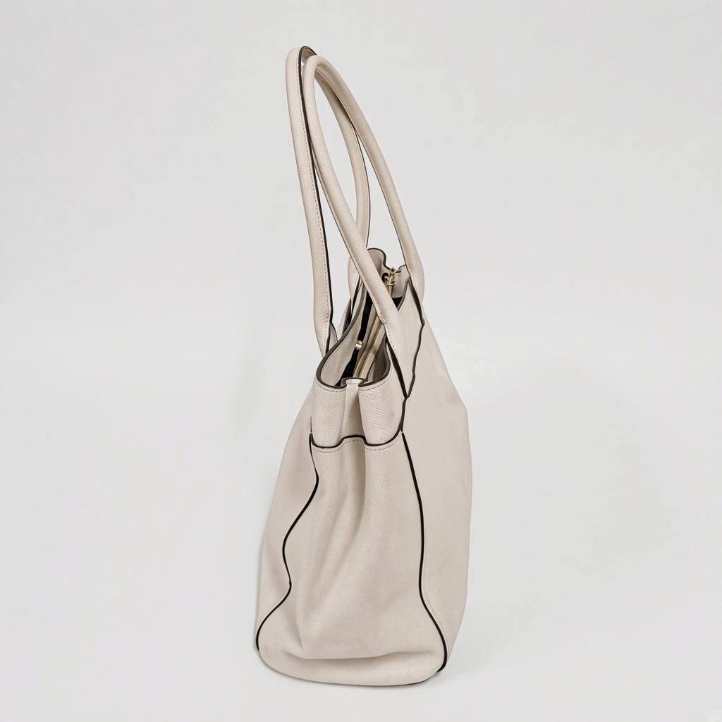 Lynn's Closet Boutique Coach Casey tote bag in chalk crossgrain leather, side view showing structured silhouette.