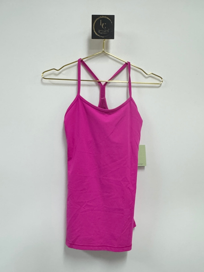 Lynn's Closet Boutique fuchsia Lululemon Power Y tank top with signature Y-back straps on a gold hanger