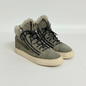 Lynn's Closet Boutique Giuseppe Zanotti olive suede high-top sneakers with fur lining and signature side zippers.