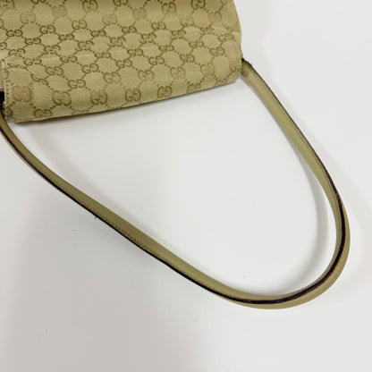 Lynn's Closet Boutique vintage Gucci GG monogram beige canvas shoulder bag with tonal leather strap