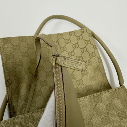 Lynn's Closet Boutique vintage Gucci GG monogram canvas shoulder bag in beige with leather trim and matching pouch