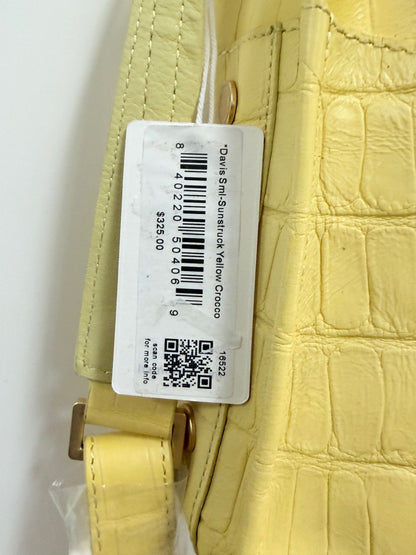 Lynn's Closet Boutique Hammitt yellow crocodile-embossed leather crossbody bag with attached retail price tag