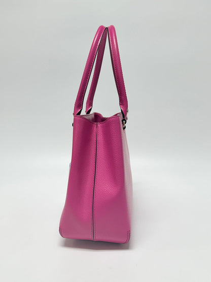 Lynn's Closet Boutique Kate Spade New York hot pink leather tote bag, side view showing structured silhouette.