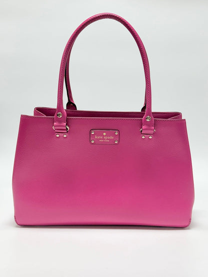 Lynn's Closet Boutique Kate Spade New York hot pink leather tote bag with silver-tone hardware and logo plaque