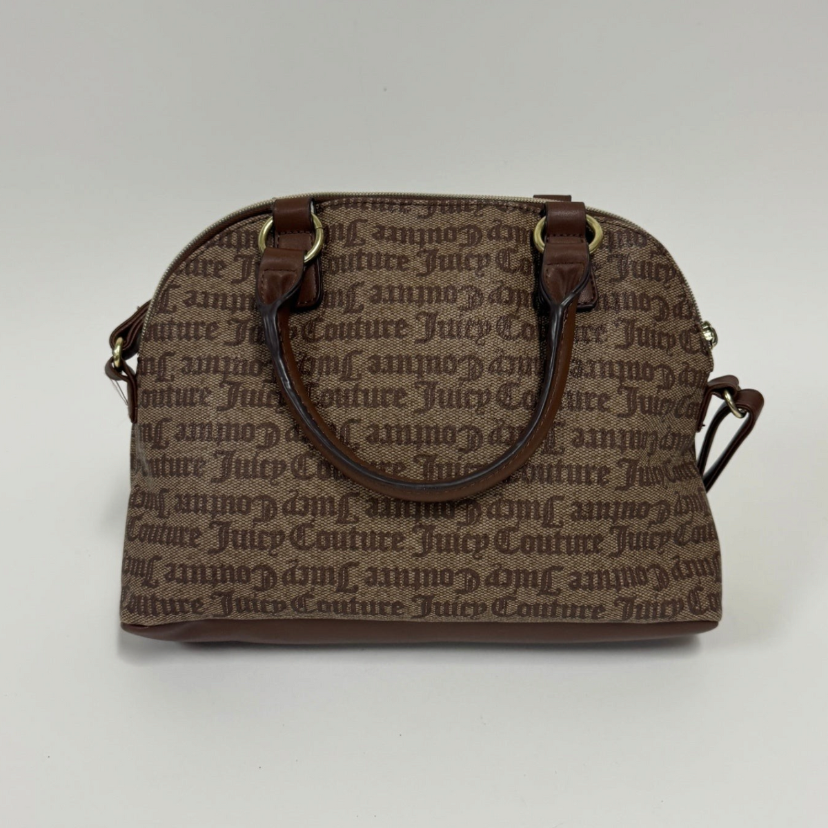 Lynn's Closet Boutique Juicy Couture dome satchel in chestnut and chino monogram print with gold-tone hardware