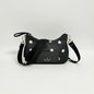 Lynn's Closet Boutique Kate Spade Chelsea nylon crossbody bag in black with a playful white apple print and logo.