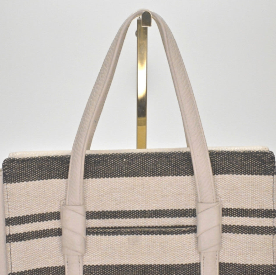 Lynn's Closet Boutique Kate Spade Daniels Drive Abigail tote with beige and black woven striped leather panels