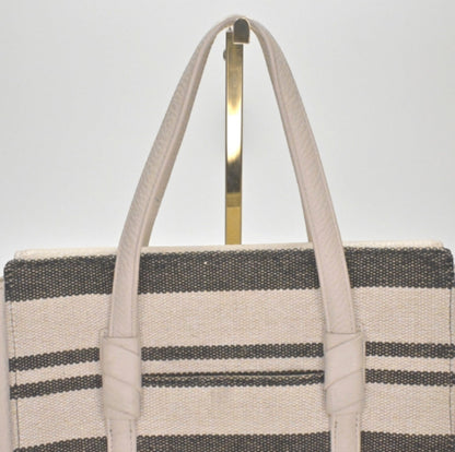 Lynn's Closet Boutique Kate Spade Daniels Drive Abigail tote with beige and black woven striped leather panels