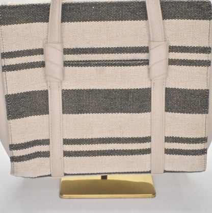 Lynn's Closet Boutique Kate Spade Daniels Drive Abigail tote with neutral and black woven striped panel and leather handles
