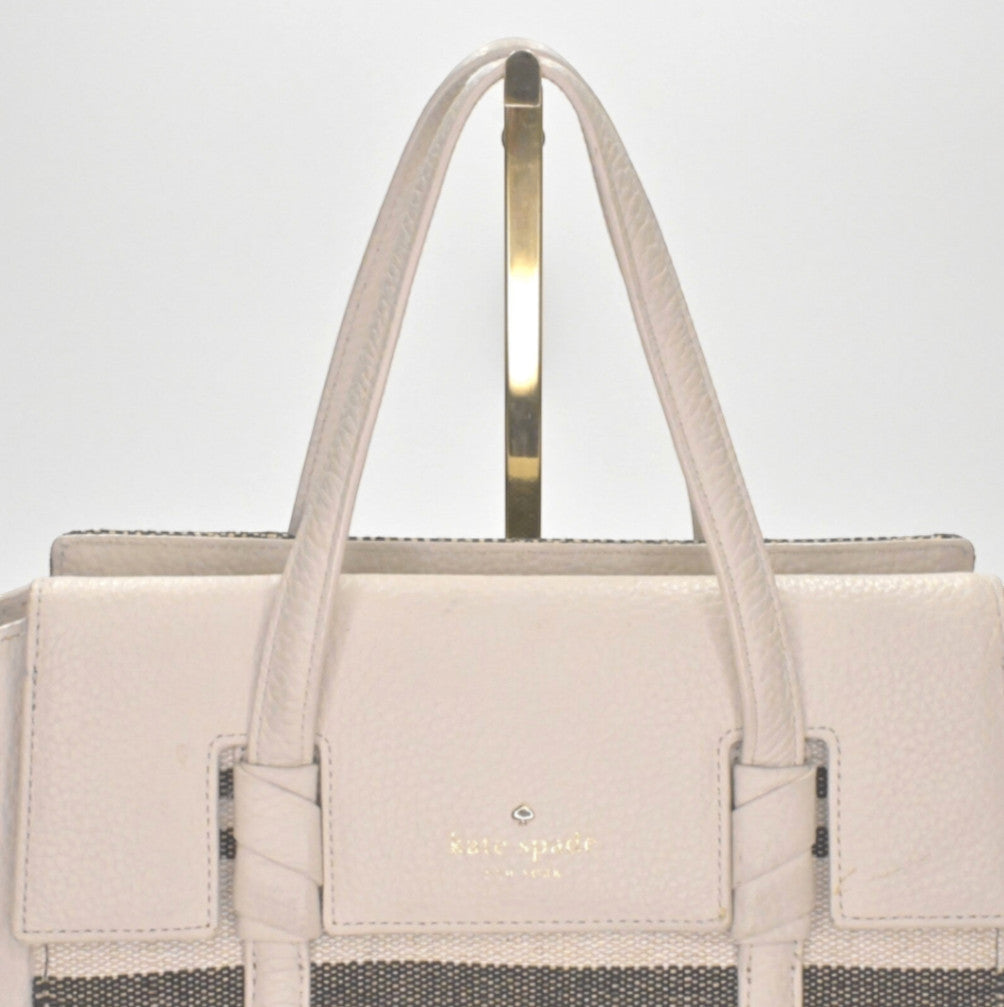 Lynn's Closet Boutique Kate Spade Daniels Drive Abigail tote in neutral pebbled leather with woven stripe detail