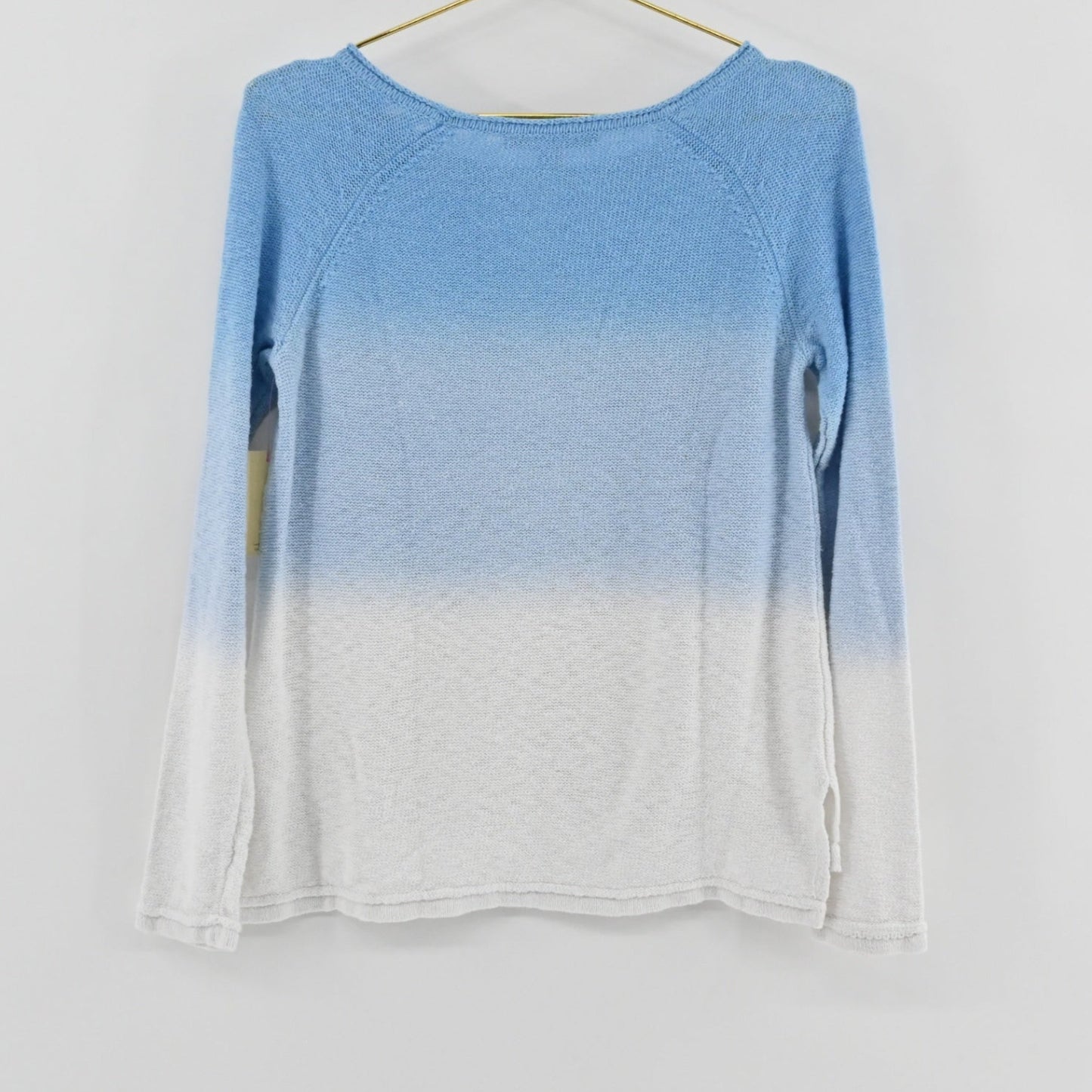 Lynn's Closet Boutique Lilly Pulitzer lightweight knit sweater featuring a blue to white ombre gradient and crew neck.