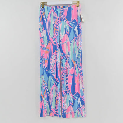 Lynn's Closet Boutique Lilly Pulitzer Georgia May palazzo pants in blue and pink Out To Sea print with wide-leg cut