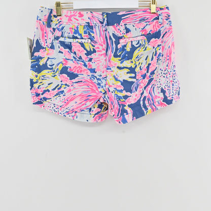 Lynn's Closet Boutique Lilly Pulitzer Callahan shorts in Let's Cha Cha floral print with pink, yellow, and blue.
