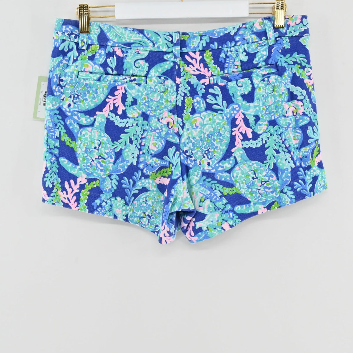 Lynn's Closet Boutique Lilly Pulitzer Callahan shorts in Corsica Blue Turtle Villa print with rear welt pockets.