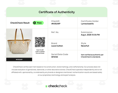 Lynn's Closet Boutique Louis Vuitton Neverfull MM Damier Azur tote bag with certificate of authenticity