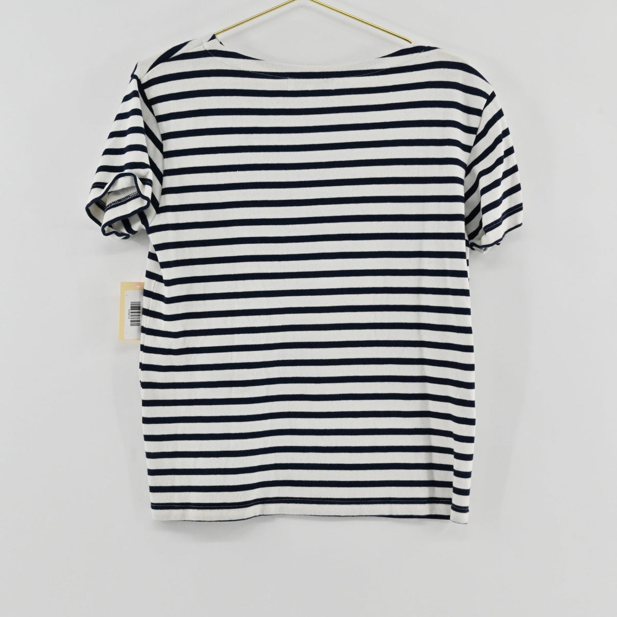 Lynn's Closet Boutique Maison Labiche Paris navy and white striped cotton short sleeve top on a hanger