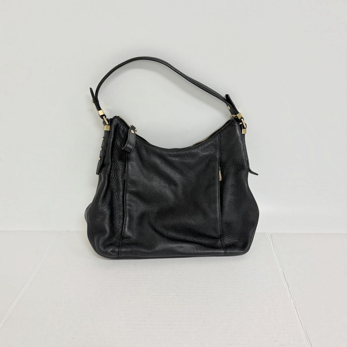 Lynn's Closet Boutique Michael Kors black pebbled leather slouchy tote bag with gold-tone hardware and shoulder strap