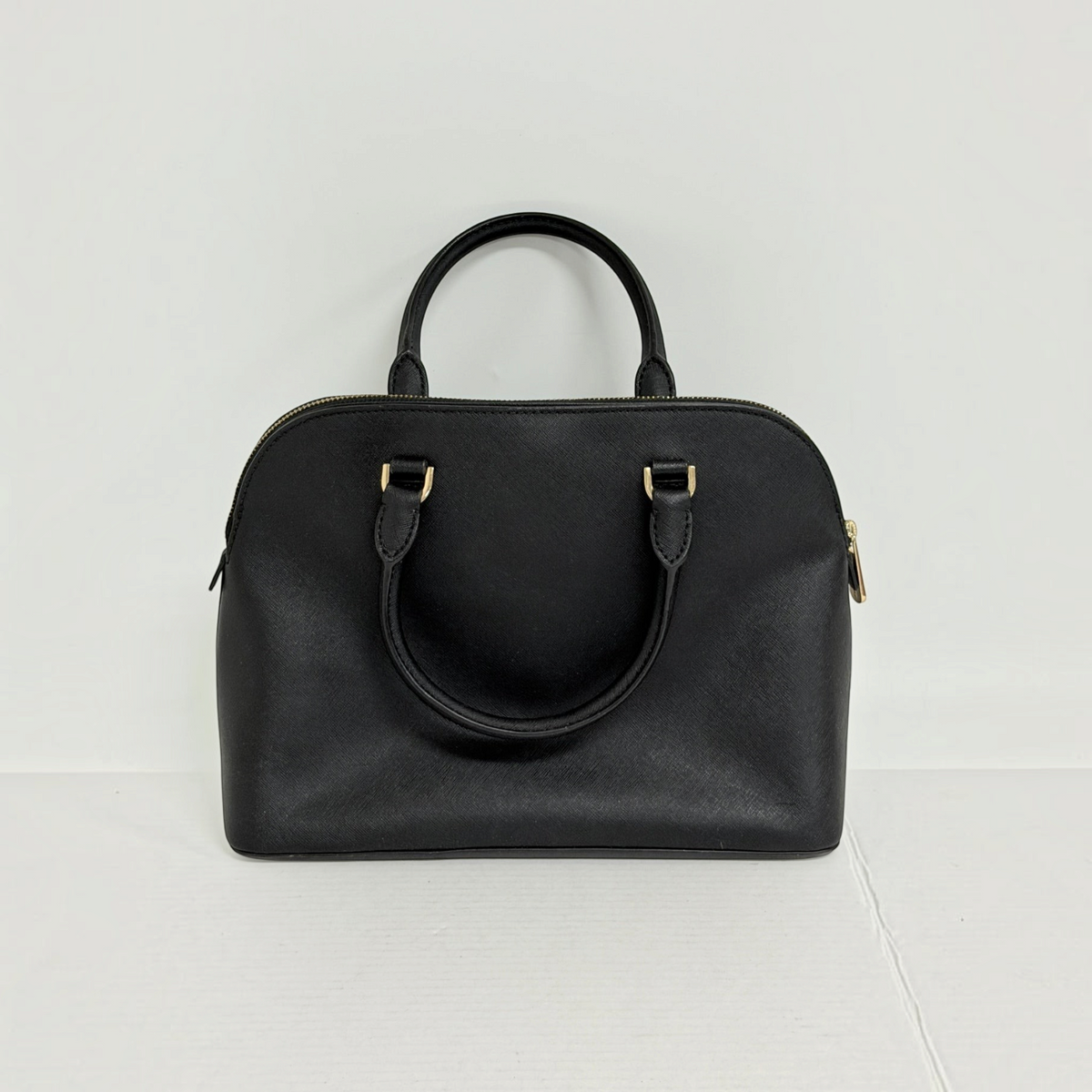 Lynn's Closet Boutique Michael Kors black Saffiano leather dome tote with gold-tone hardware and dual top handles