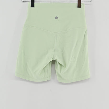 Lynn's Closet Boutique mint green Lululemon Align high-rise 6-inch shorts in buttery-soft Nulu fabric, back view.