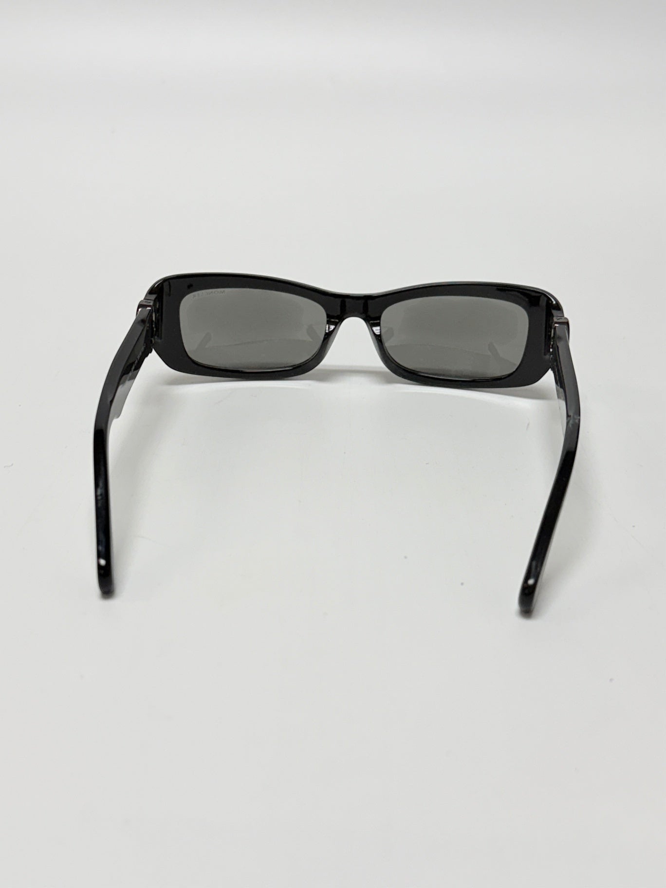 Lynn's Closet Boutique Moncler Minuit black acetate rectangular sunglasses viewed from the back