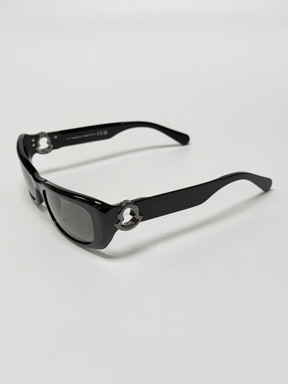 Lynn's Closet Boutique Moncler Minuit black acetate rectangular sunglasses with iconic logo temple hardware