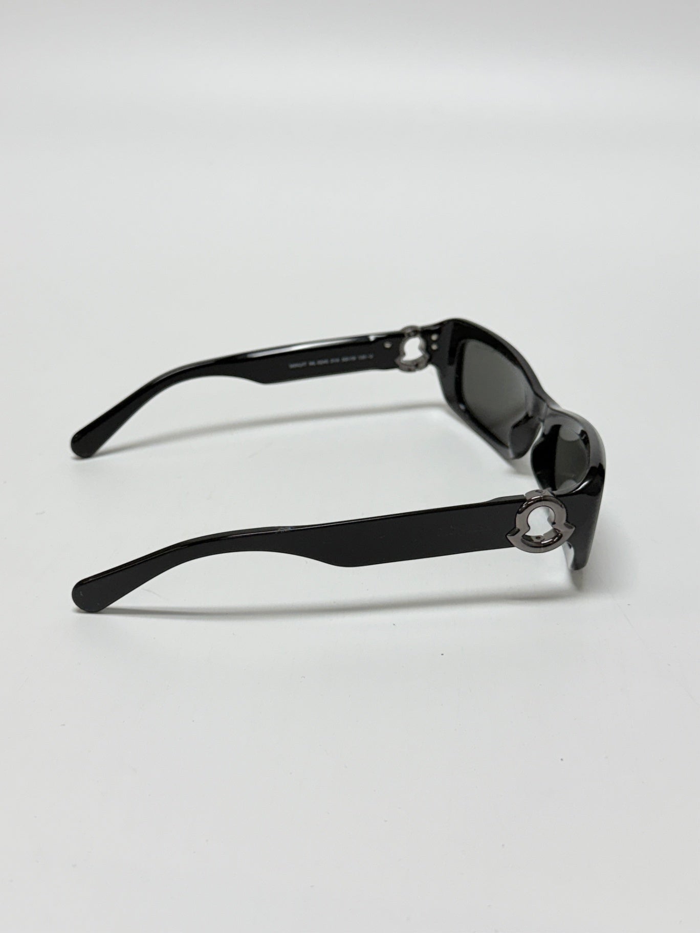 Lynn's Closet Boutique Moncler Minuit black acetate rectangular sunglasses with iconic logo temple detailing