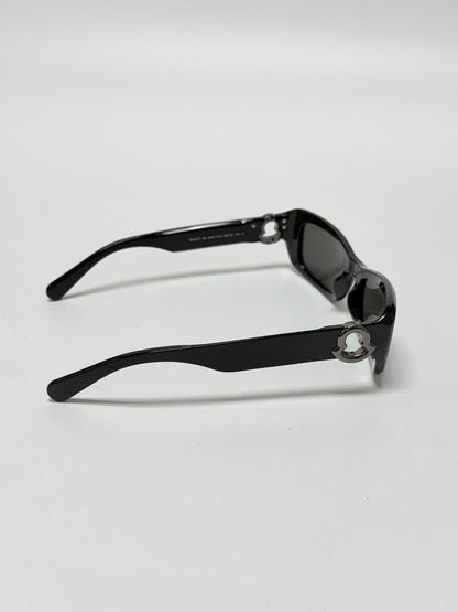 Lynn's Closet Boutique Moncler Minuit black acetate rectangular sunglasses with iconic logo temple detailing