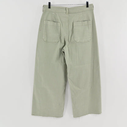 Lynn's Closet Boutique Anthropologie Maeve Colette moss green cropped wide-leg pants with raw hem and back pockets