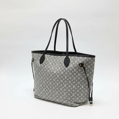 Lynn's Closet Boutique LOUIS VUITTON Neverfull MM navy monogram Idylle canvas shoulder tote bag with leather trim