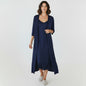 La Perla navy blue silk nightgown and matching robe set, size XS/S.