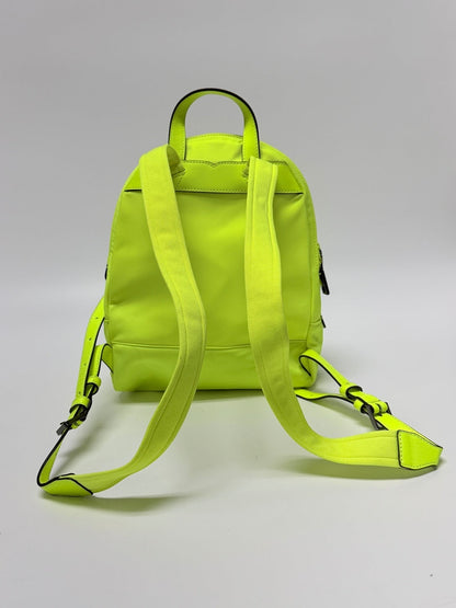 Lynn's Closet Boutique neon yellow Kate Spade Chelsea nylon backpack, back view with adjustable shoulder straps.