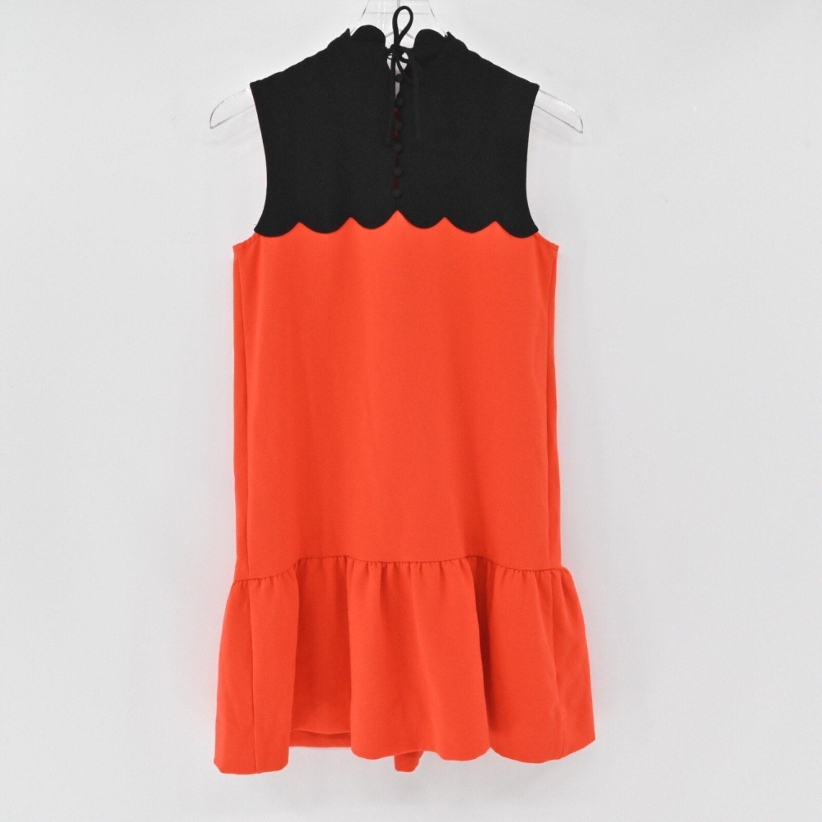 Lynn's Closet Boutique Victoria Beckham for Target orange and black sleeveless shift dress with scalloped trim
