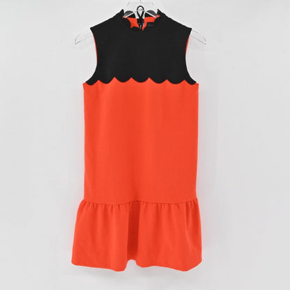 Lynn's Closet Boutique Victoria Beckham for Target orange and black sleeveless shift dress with scalloped trim