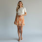 Lynn's Closet Boutique peach floral print skirt with tiered hem, size 8