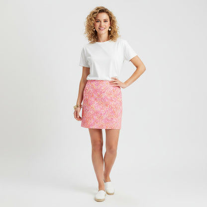 Lynn's Closet Boutique pink and orange bike print skirt with pockets, size 0